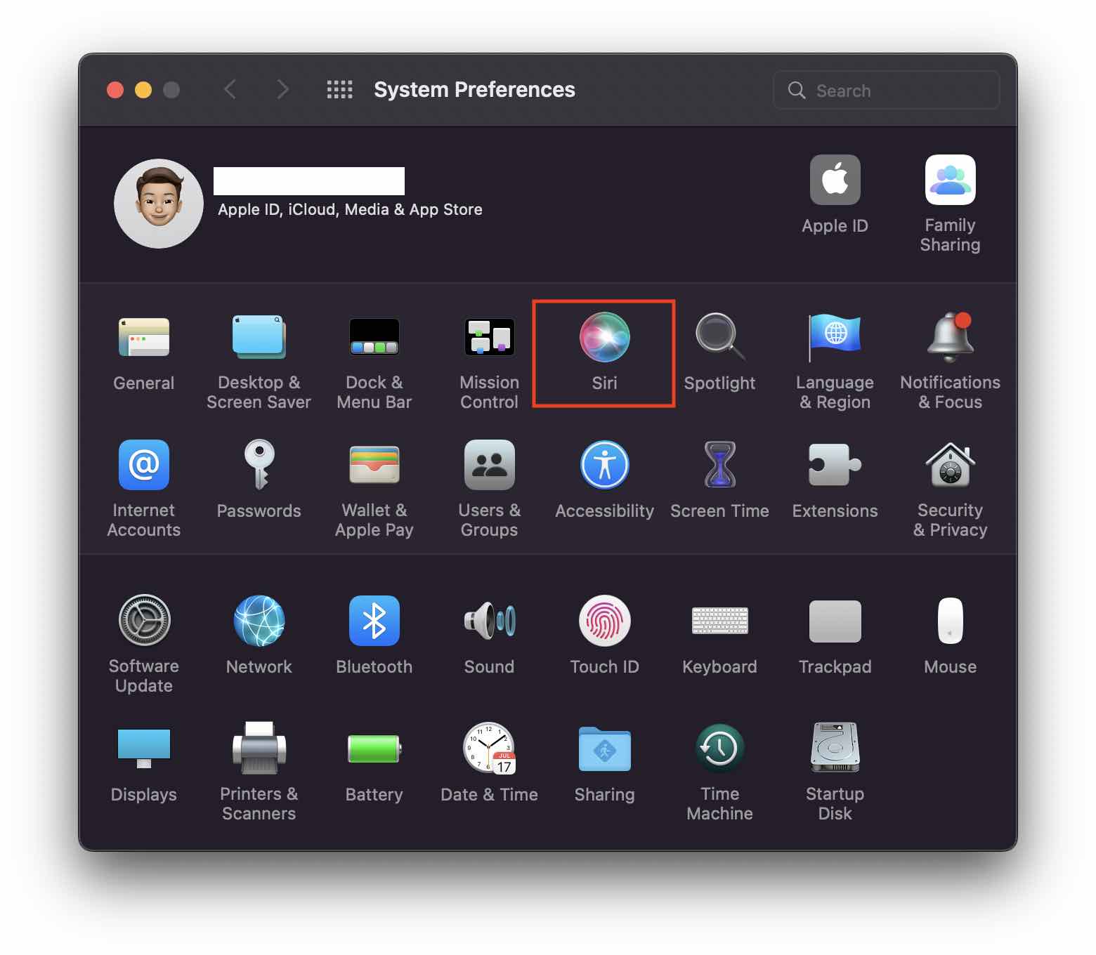 macOS System Preference Siri icon
